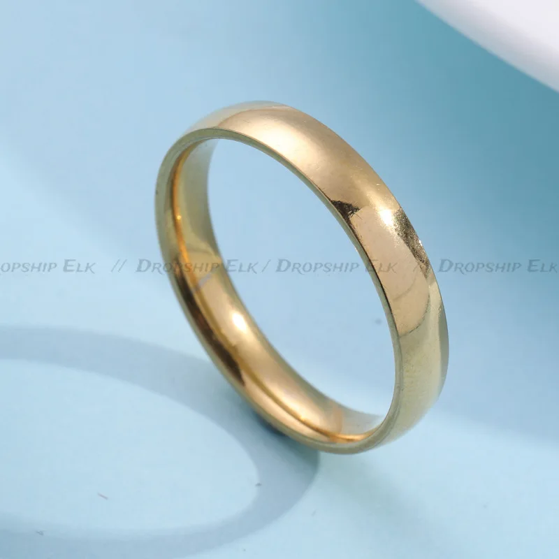 Anillo de acero de titanio, anillo exquisito de acero inoxidable para parejas lisas con arco de 4mm, joyería