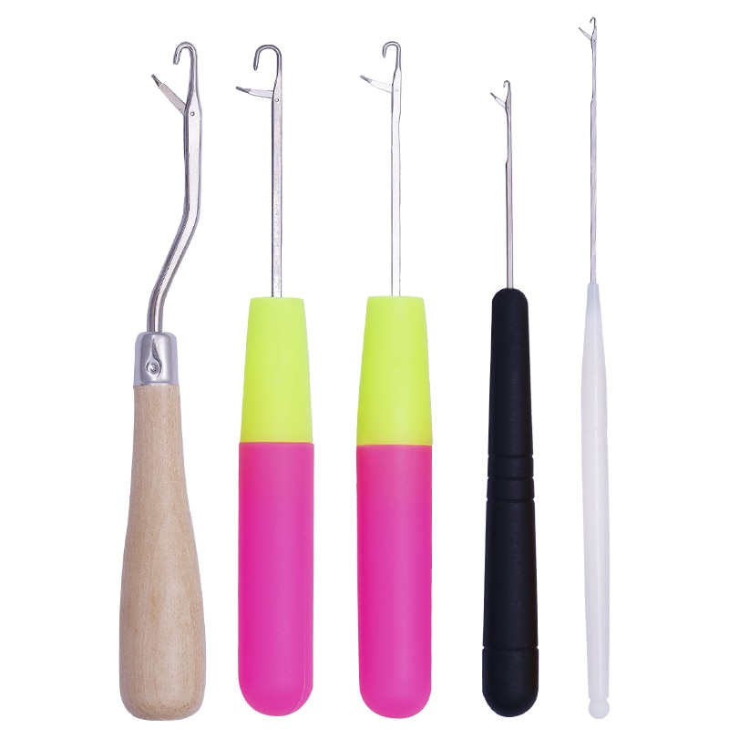 MIUSIE 5pcs/Set Plastic Crochet Needle Braiding Latch Hook Weaving Hair Dreading Hooks Tool For Braid Craft Hand Sewing Needles