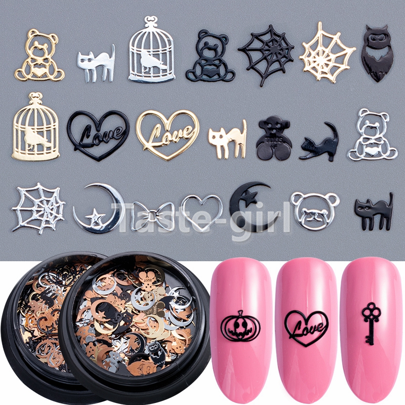 1garnek boże narodzenie metalowe ozdoby robić paznokci folia cekiny paznokci kawałek naklejki naciśnij na sztuczne paznokcie akcesoria manicure dostarcza narzędzie