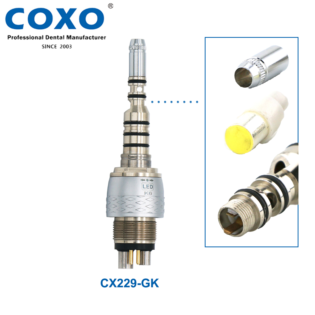 Original COXO Dental LED Fiber Optic High Speed Handpiece Air Turbine Handpiece LED Coupler Fit KaVo MULTIFLEX LUX Dental Tools: green