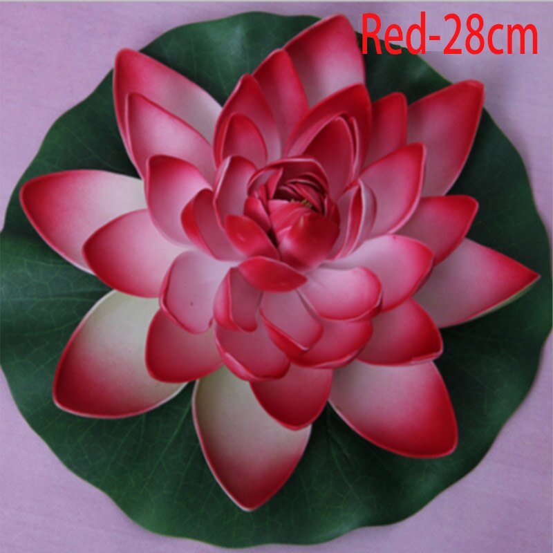 Künstliche Wasser Lilie Schwimm Blume Teich Anlage Ornament 10/18/28cm Hochzeit Heimat Garten Party Dekorationen: rot 28cm
