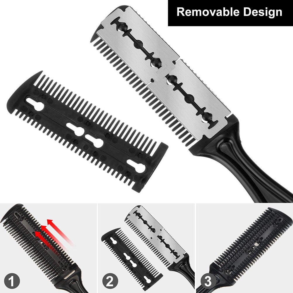 3pcs Hair Cutter Comb Double Side Haircut Scissors Hair Comb Cutter Trimmer with Stainless Steel Blade Hair Shaper Razor #E