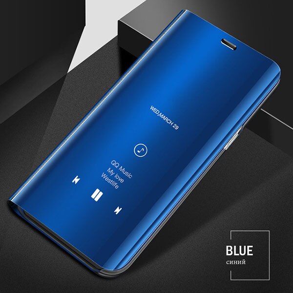 Smart spejlflip etui til huawei  p30 lite light pro clear view cover til huawei  p 30 30 lite 30 pro  p30 lite  p30 pro stående coque: P30 (6.1 tommer) / Lyseblå