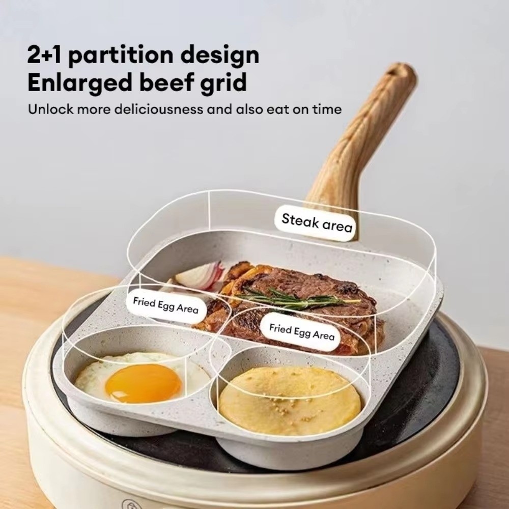 Steakpan 3 in1 ontbijtkoekenpannen multifunctionele anti-verbrandings omeletpan compacte anti-aanbakpan keuken koken