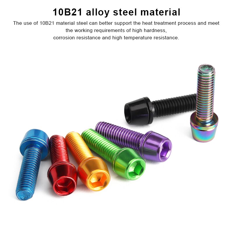 Fahrrad lenker schrauben m5 18mm 6 teile/satz titan plattiert bunt edelstahl für mtb road bike stiel riser schrauben schrauben