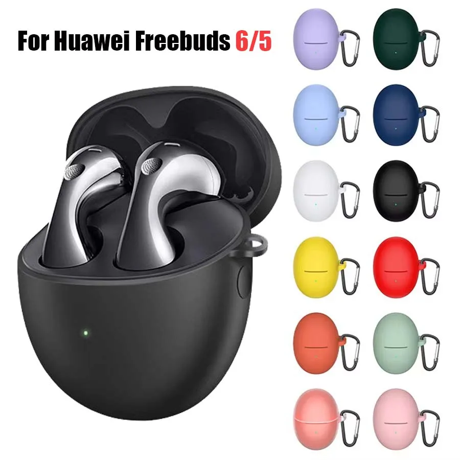 Silikonowe etui ochronne robić Huawei Freebuds 6 Bezprzewodowe etui na słuchawki Bluetooth robić Huawei Freebuds 5 6 Pokrowiec z haczykiem