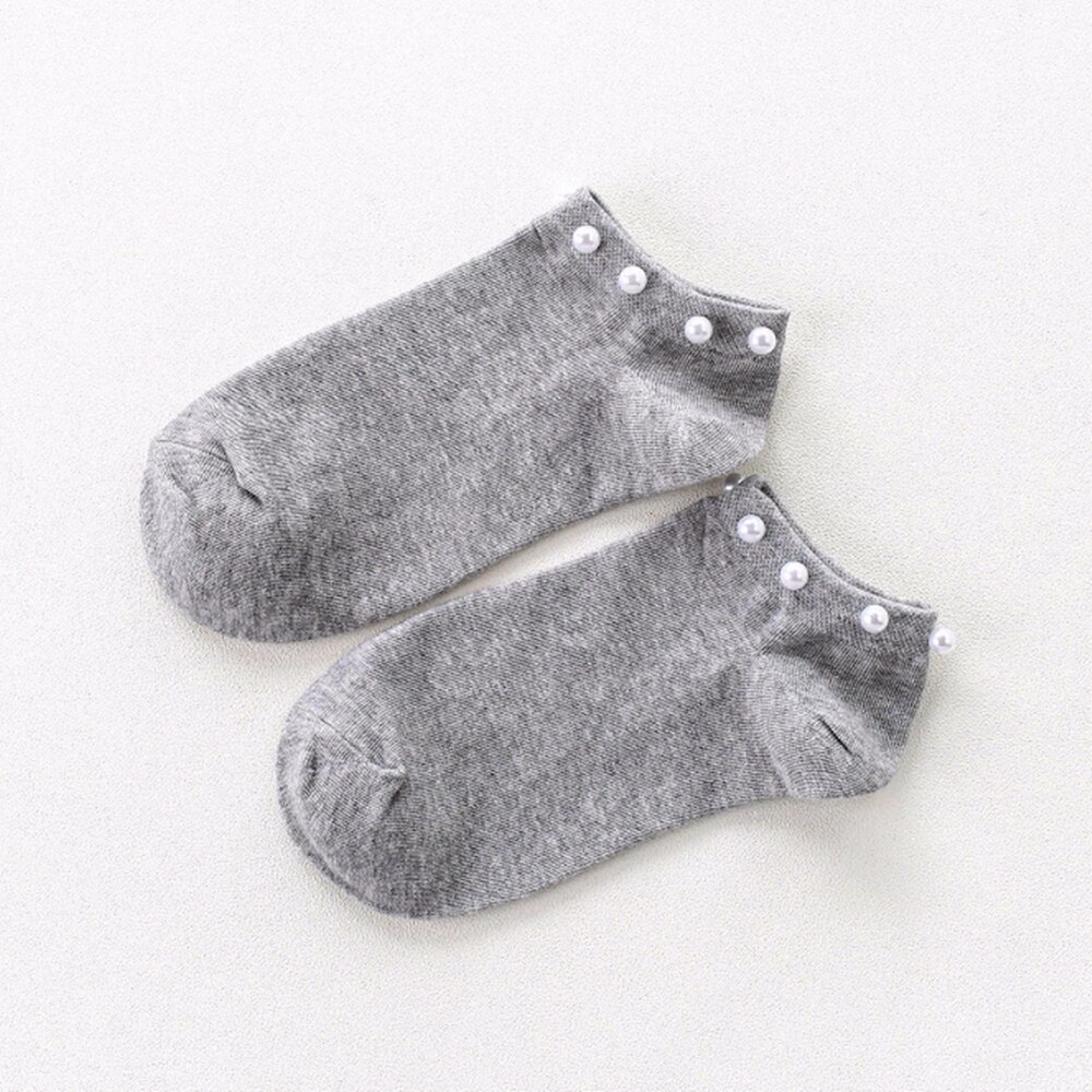 Calcetines cortos finos de seda y perlas para mujer, medias finas de cristal cálidas, 1 par, para verano,: grey