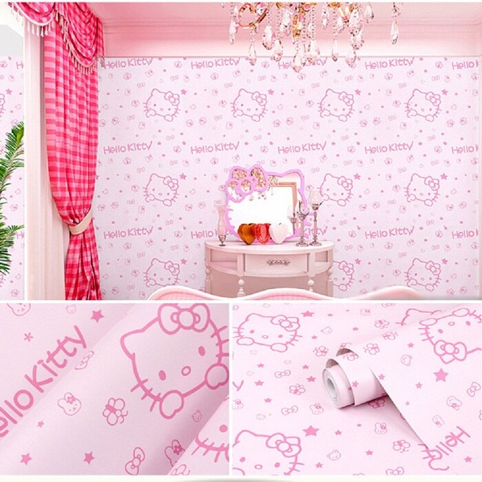 45 CM X 1000 CM HelloKitty Waterdichte PVC zelfklevende behang muurstickers woonkamer TV muur slaapkamer kids creatieve: Bourgondië