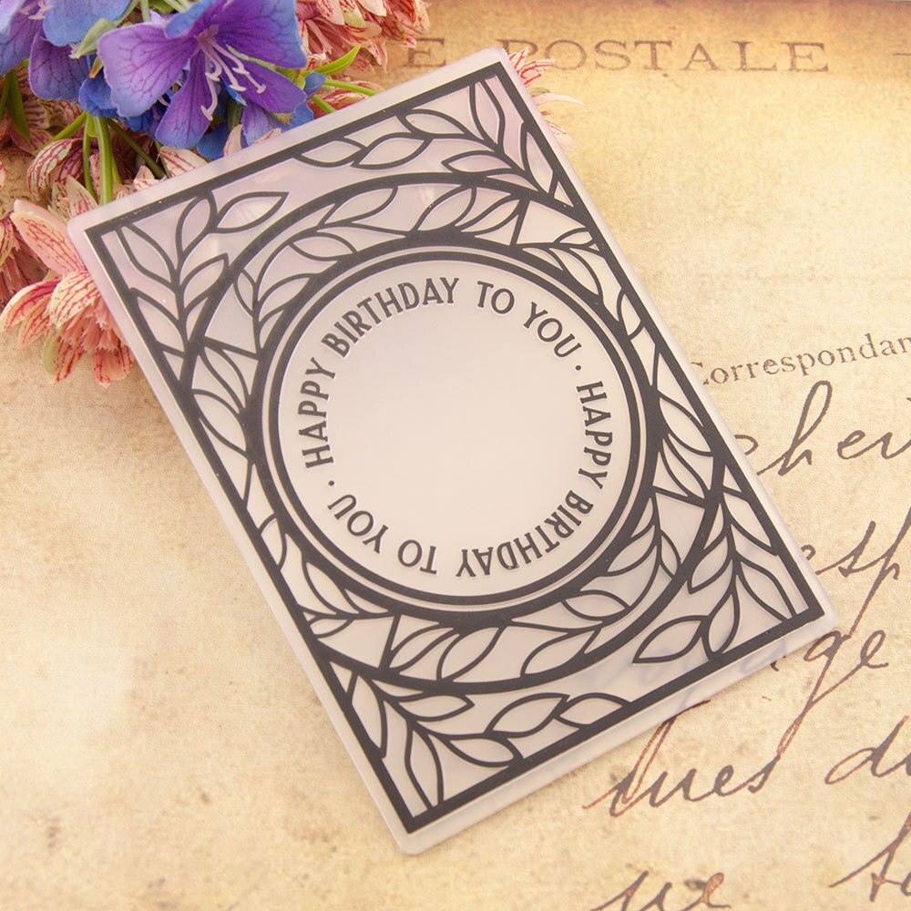 Happy Birthday Lace Embossing Folders for Papers Photo Album Making Cards Supplies DIY 3D Plastic Scrapbooking Cutting Dies
