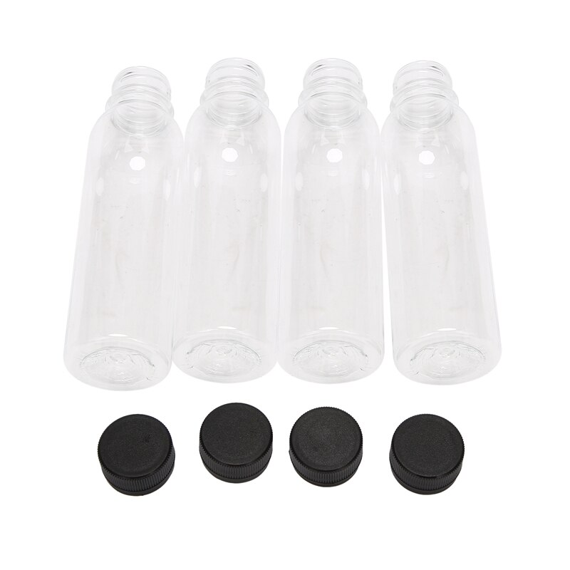 82Pcs 250ML Round Empty PET Plastic Juice Bottles Clear Milk Bulk Containers with Black Tamper Evident Caps