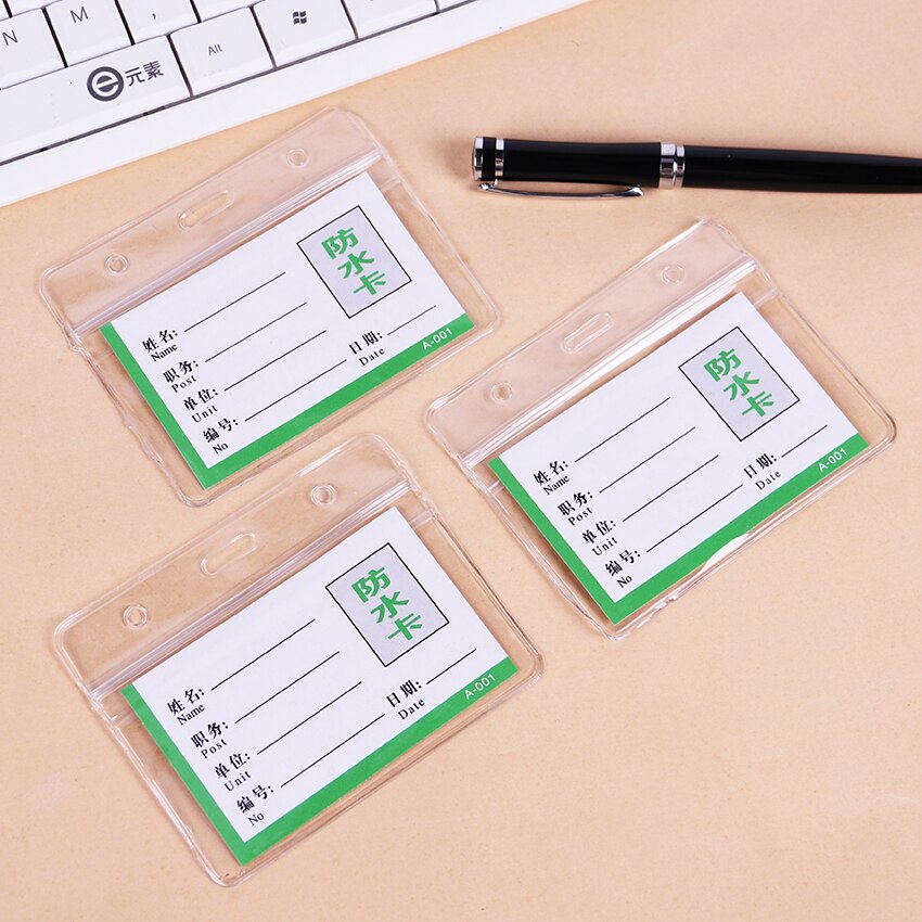 10PCS PVC ID Badge Case Clear and Transparent Holes Bank Credit Card Holders ID Badge Holders Accessories