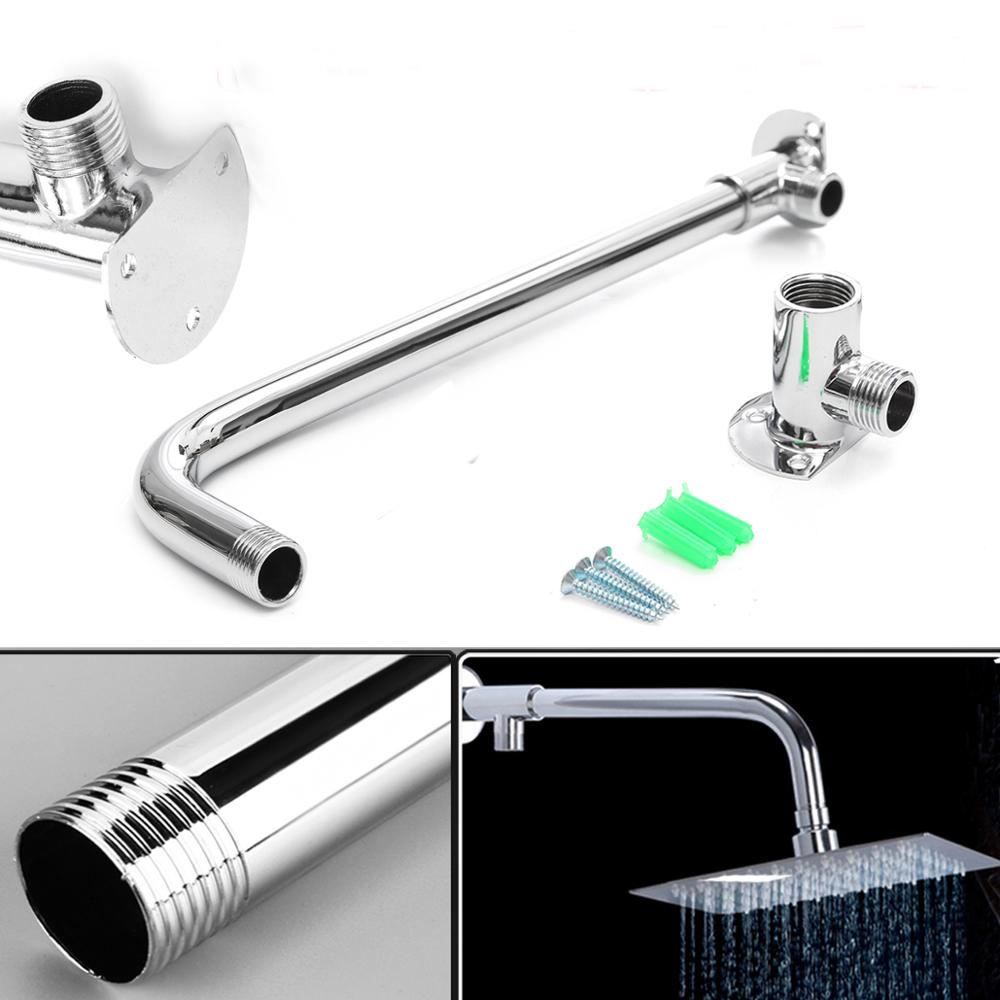 Stainless Steel Solid Brass Chrome Bottom Entry Hose Wall Mounted Shower Head Pipe Bathroom Rain Shower Head Extension Arm Pipe