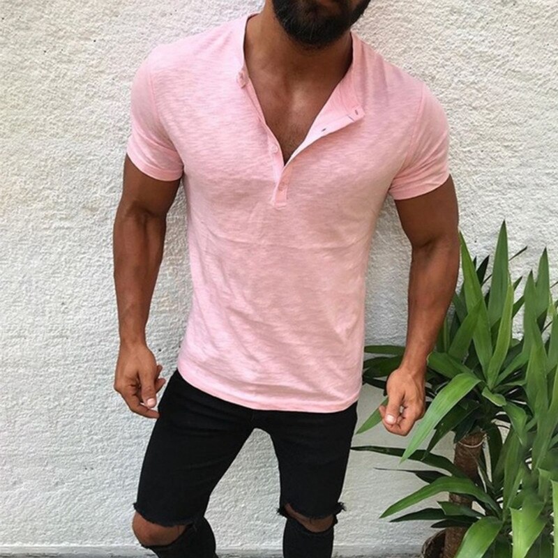 Hommes extensible multi-poche maigre jean hommes poche fermeture éclair crayon pantalon jean pantalon décontracté Hip hop pantalons de survêtement: pink / L