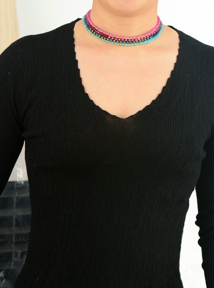 Women Choker Semi Precious Stone Gold Beads Choker Necklace Womens Simple Collar Necklace Neck Choker Bohemia Jewelry
