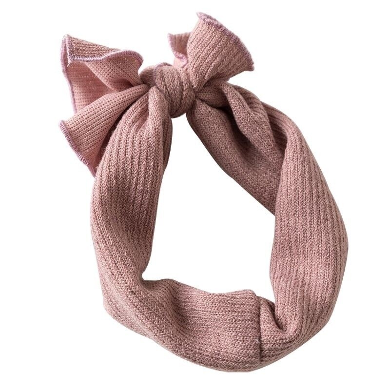 Baby Meisjes Solid Geribbelde Boog Knoop Hoofdband Baby Peuter Katoen Blend Leuke Hoofddeksels Hoofd Wrap Prinses Kinderen Accessoires: Roze