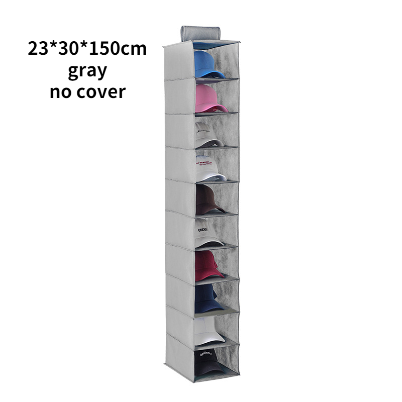 Hanging Closet Shoe Organizer Non woven Storage Bag Clothes Hats Underwear Handbag Storage Rack Holder Closet Space Saving Shelf: C-gray-no cover