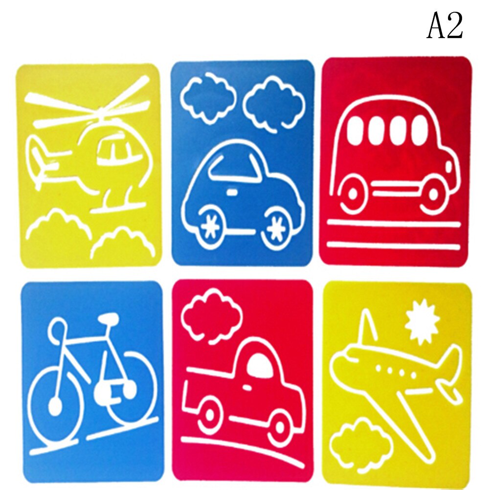 Bambini che imparano lo strumento di arte 6Pcs bambini Multi righelli di plastica a forma di pittura modello di disegno Stencil bambini giocattolo di disegno colorato: 2