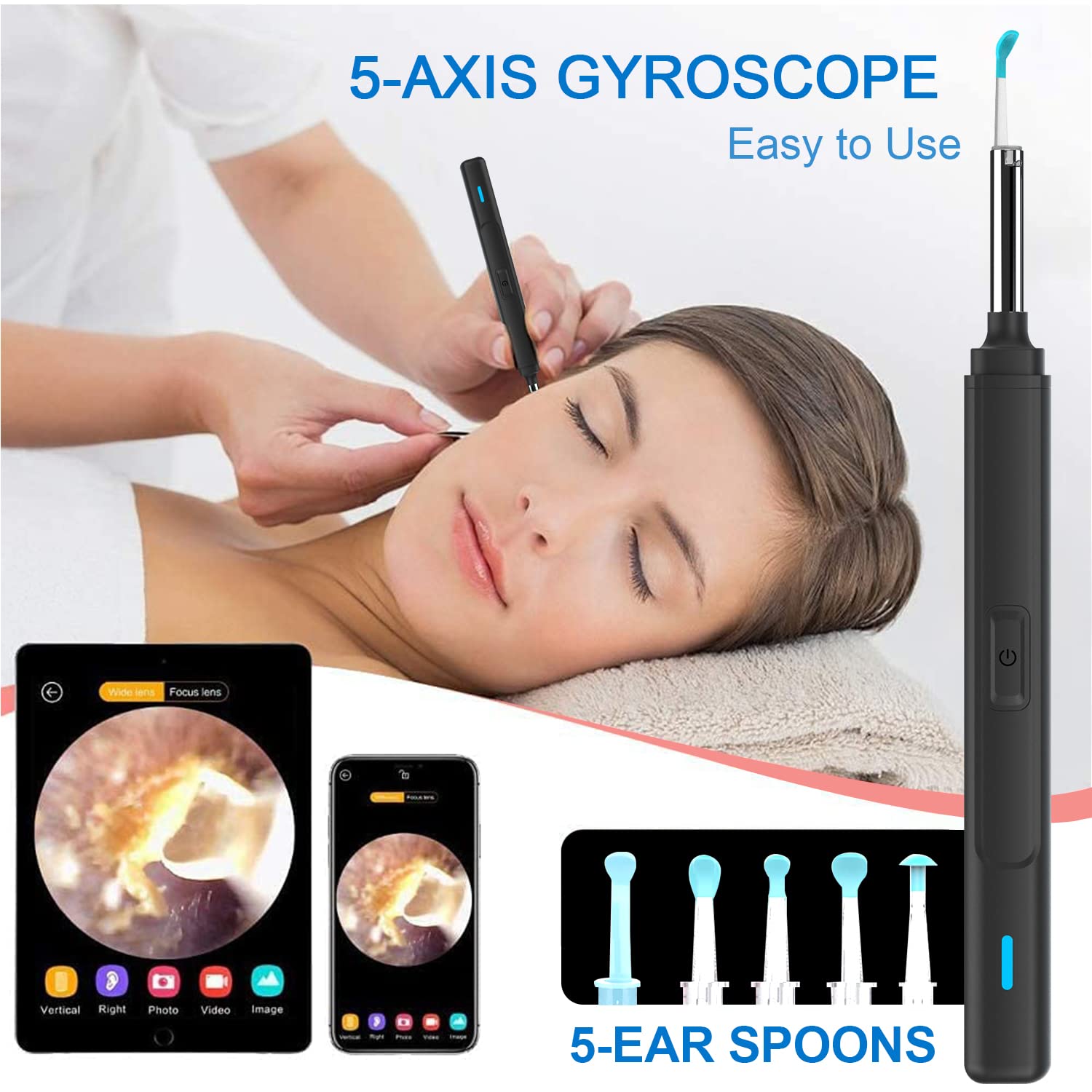 Oor Wax Visuele Oor Plukken Cleaner Met 1080P Hd Camera Oor Camera Otoscoop Met Licht, oor Wax Verwijderen Kit Iphone Ipad Android
