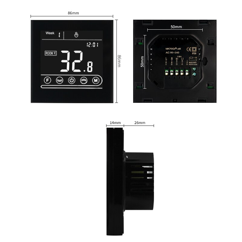 V70 Smart Wifi Temperature Controller IOS Android App 110V 220V Wireless Thermostat for Electric Water and Gas Boiler