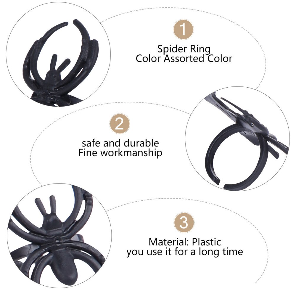 1 Set Van Plastic Halloween Gekleurde Diamond Opening Spider Ring (20Pcs Boor-Gemengde Zak En 20Pcs met Zwarte Tas)