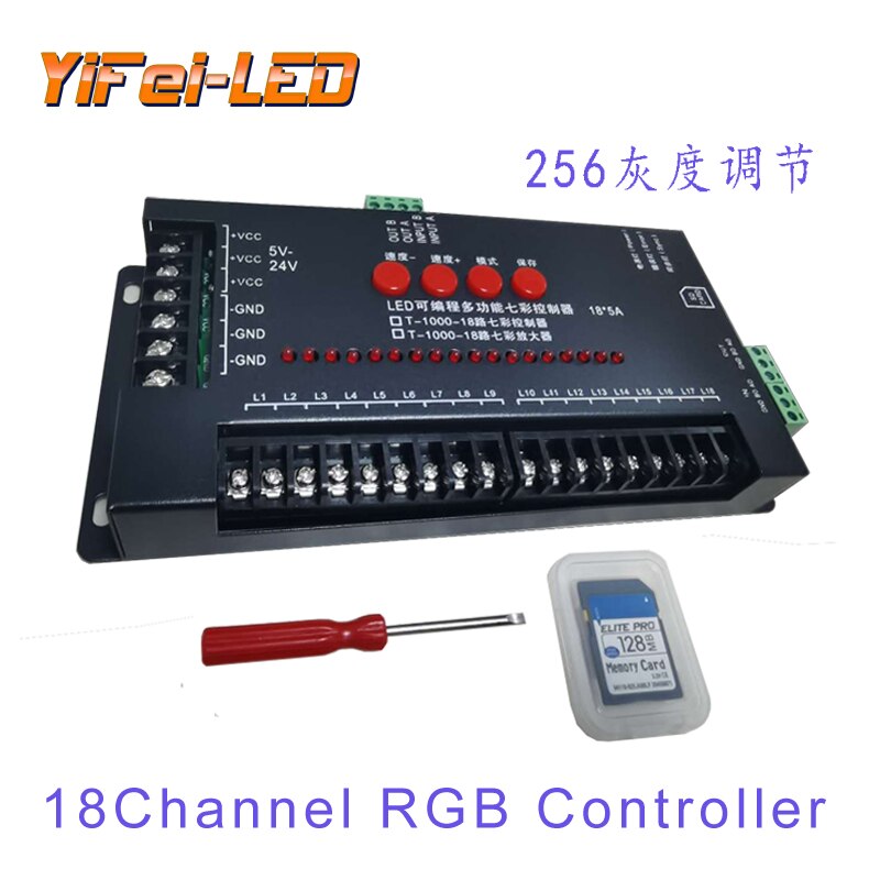 Self programmable (12 channels) seven color single color gradual change led light string dot net red building ladder light strip: 18-way output
