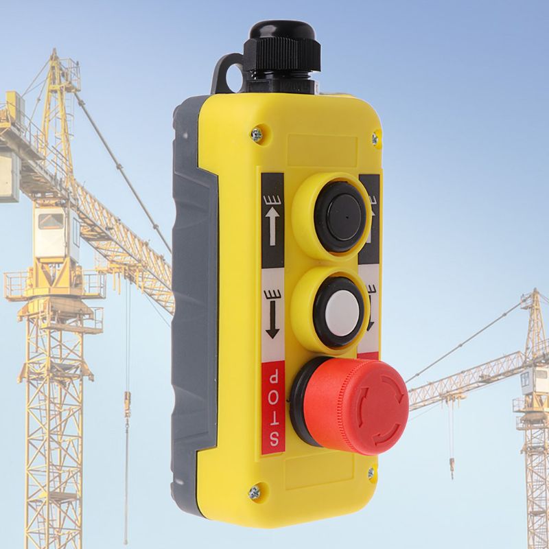 Waterproof Industrial Push Button Switch Emergency Stop for Electric Crane Hoist Pendant Control Station N0HB