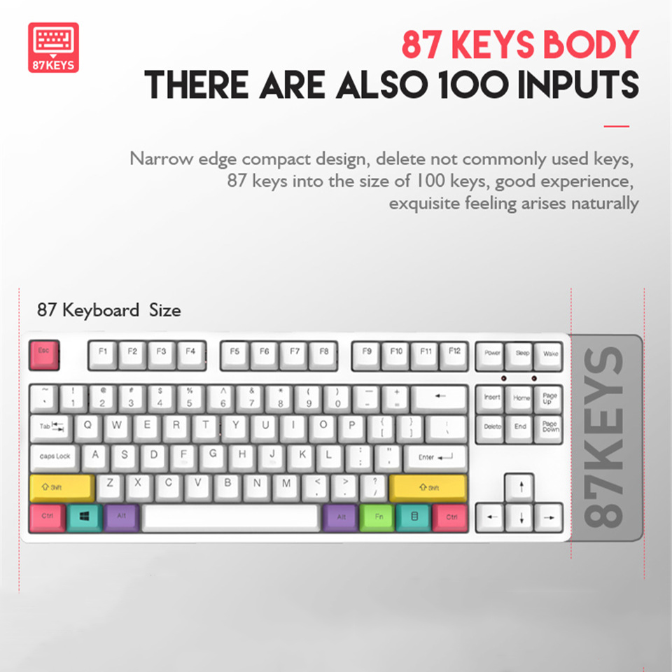 87 Key Mechanical Keyboard USB Wired LED Backlit A... – Grandado