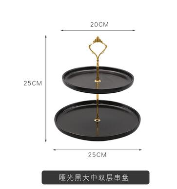 Nordic Candy Plate 3 Tier Golden Border Ceramic Wedding Plate Party Tableware Tray Display Rack Afternoon Tea Snack Plate: 2