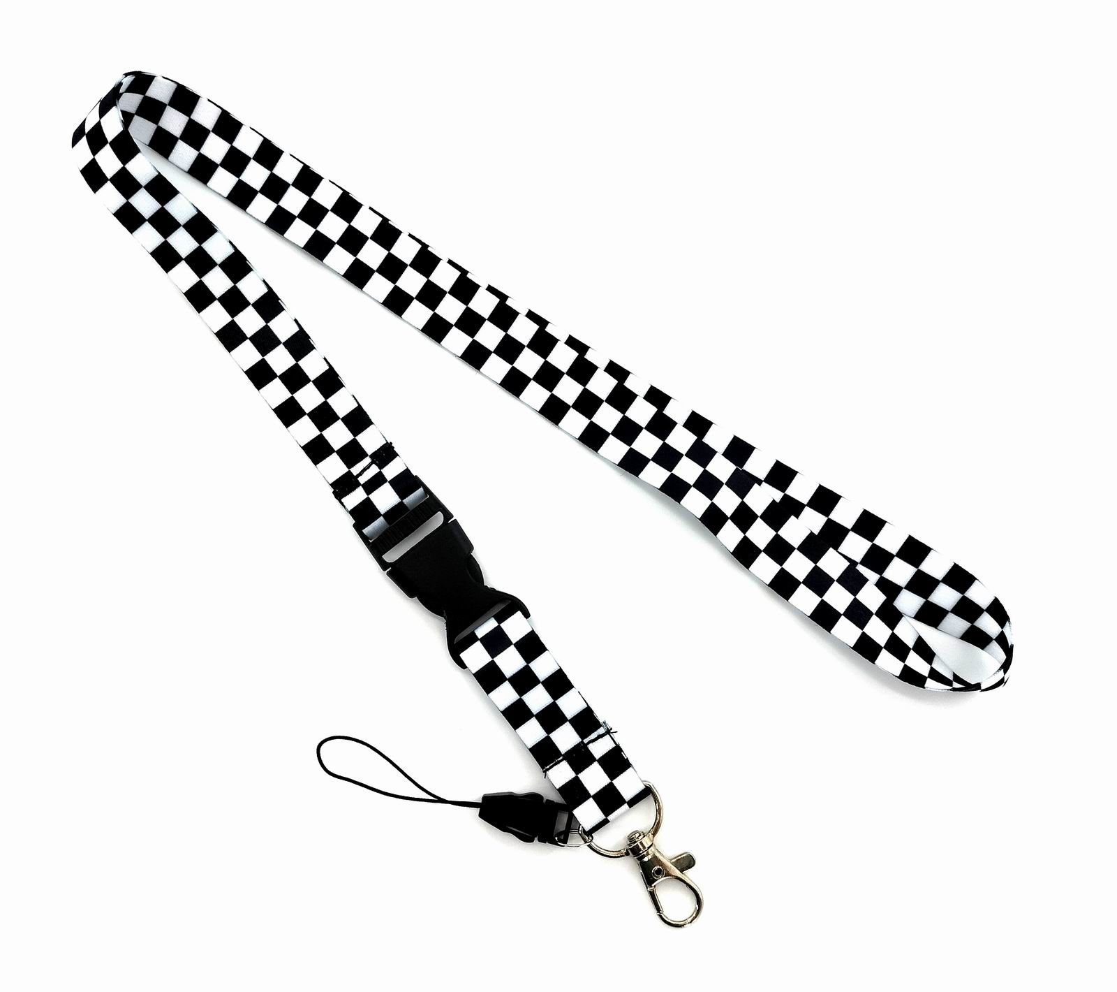 Llaveros de identificación de teléfono con cordón de nota salvaje de , patrón decorativo de tablero de ajedrez blanco y negro, cadena de billetera, llavero de colección de: Amarillo / dorado
