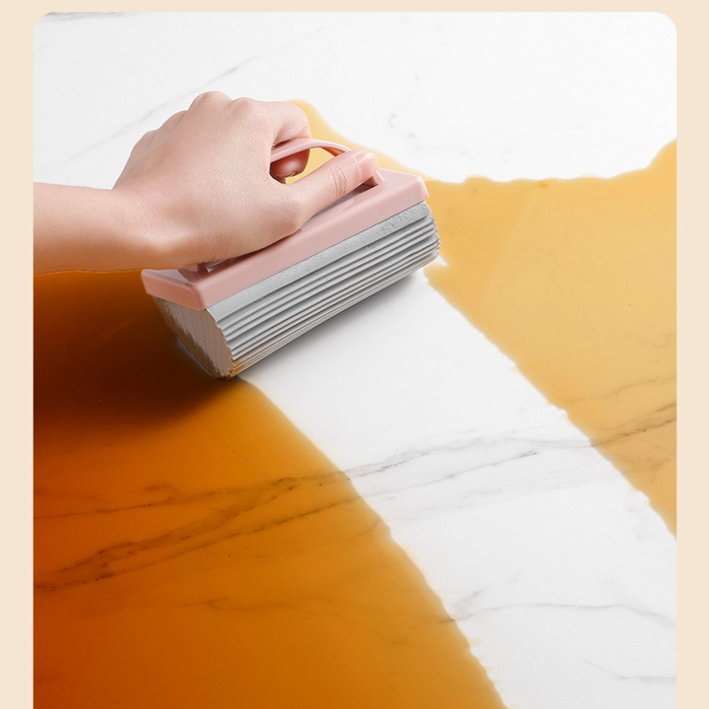 ​​Ergonomic Handheld Sponge Scrubber with Handle -Multi-Surface Bathroom & Kitchen Cleaner for Tiles, Dishes & Sinks​