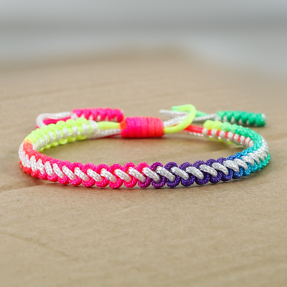 2 Stks/set Regenboog Armbanden Set Hand Weave Gevlochten Vriendschap Koppels Armband Set Touw Ketting Voor Mannen Vrouwen Wish Sieraden