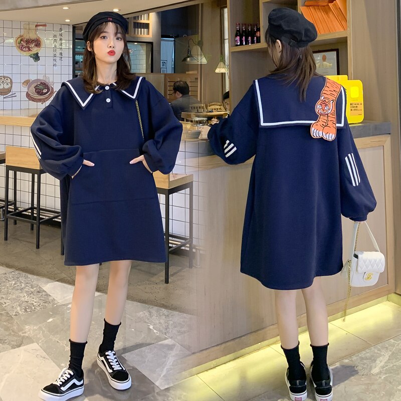 Korean Style Pregnant Women Winter Dress Turn-down Collar Thick Warm Maternity Jackets Plus Size Pregnancy Fleece Coats