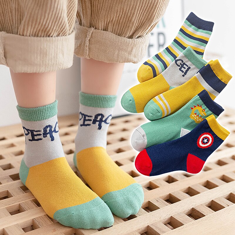 Baby jungen Baumwolle Socken Schüler Socken Boden freundlicher Nette dinosaurier streifen Socken Herbst Winter Frühling Art Mädchen Sport Socke