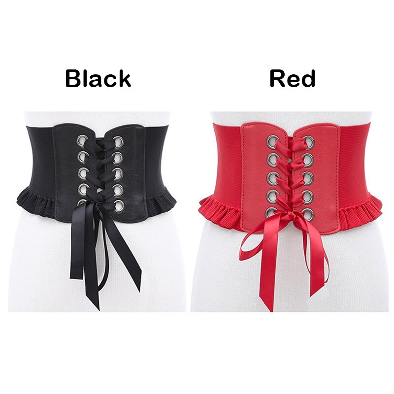 Ceinture Corset large pour femmes, élastique, taille haute, pour robe manteau, rouge