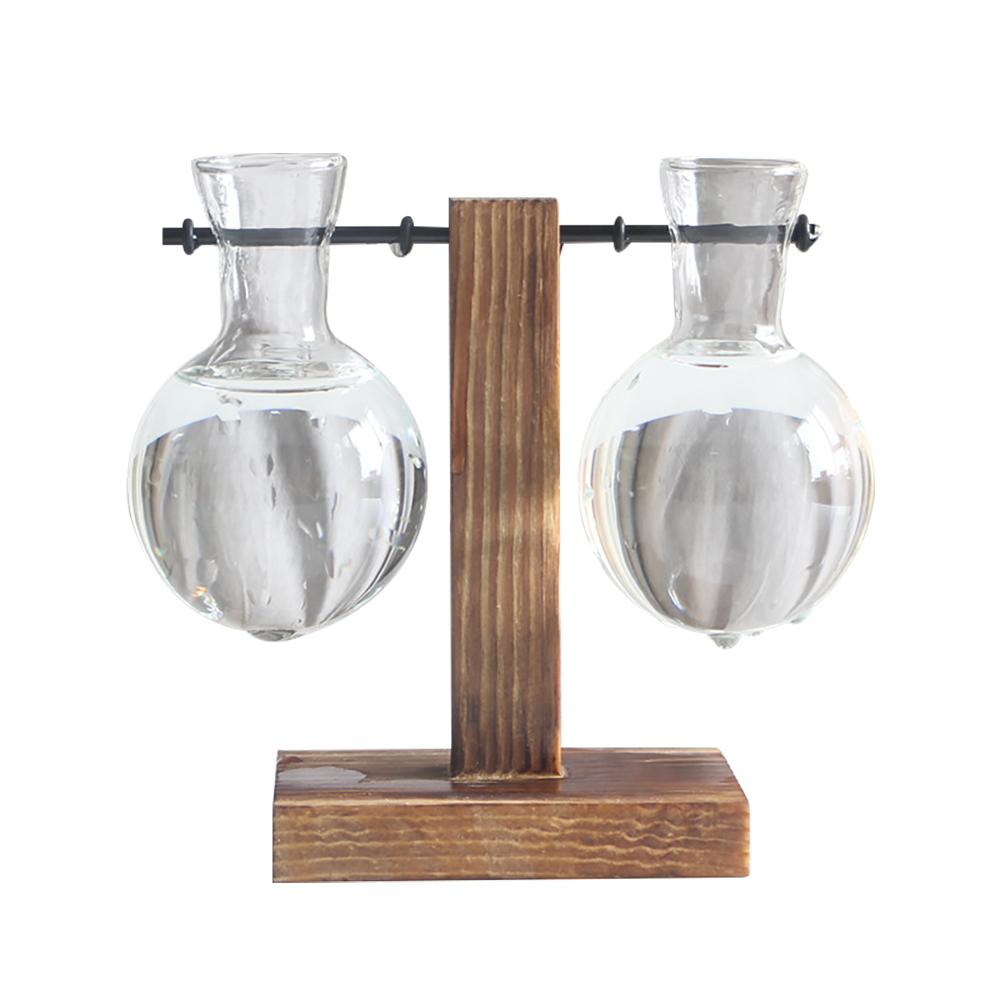 Terrarium Planter Bulb Glass Vase Water Planting Propagation Stations Hydroponics Plants With Wooden Stand Garden Wedding Decor: 2