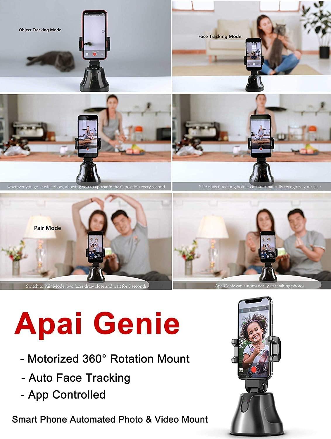 Apai Genie Smartphone Selfie Shooting Gimbal 360° Face &amp; Object Follow Up Selfie Stick for Photo Vlog Live Video Record