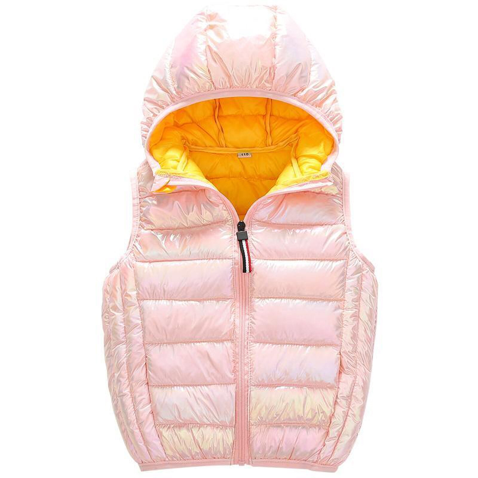 Crianças dos miúdos do bebê meninos meninas colete inverno quente casaco colorido manter quente sem mangas jaqueta com capuz para a menina casaco roupas dos miúdos: Rosa / 12