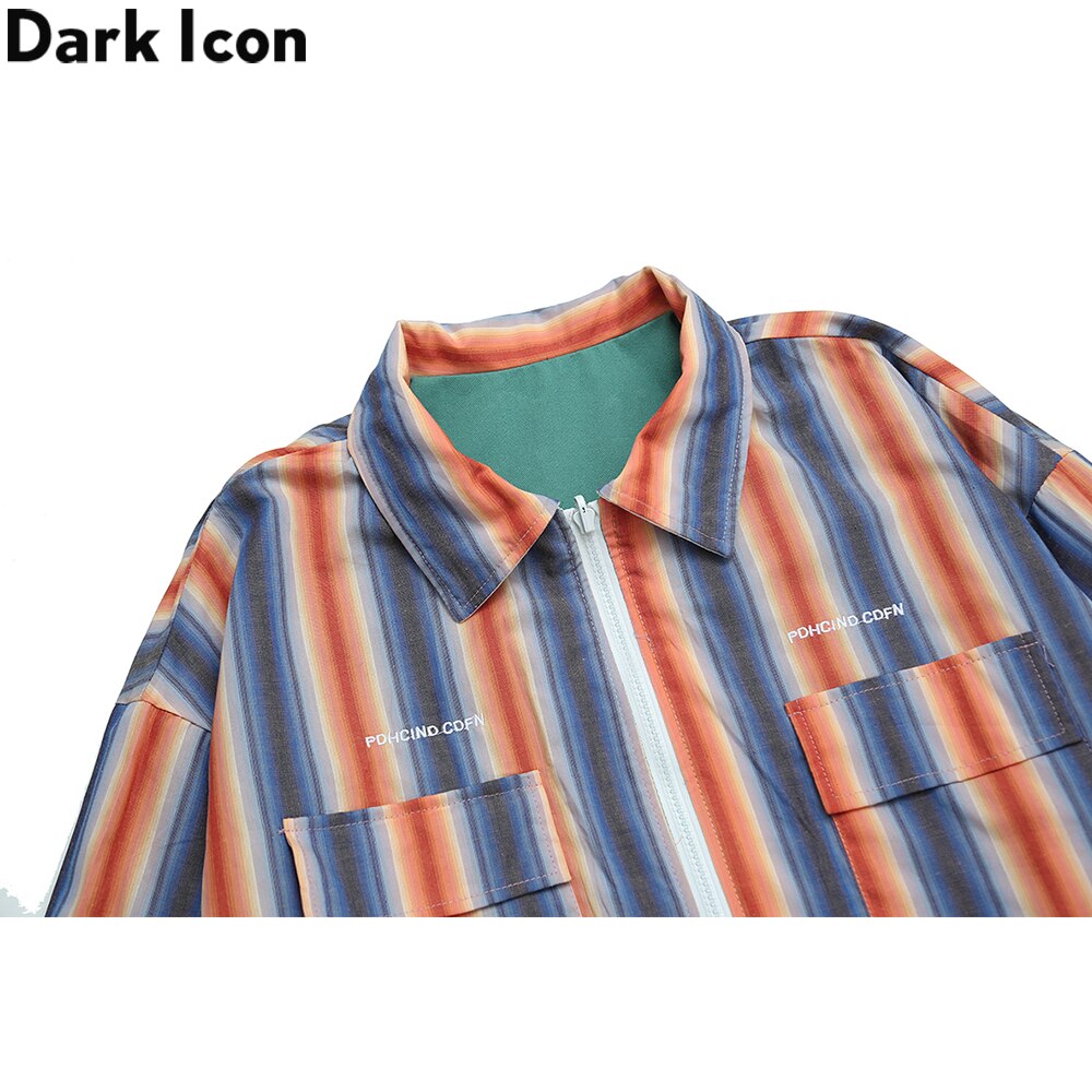 Mörk ikon randig slitstark jacka herrfickor koreansk stil lös jacka streetwear herrjacka