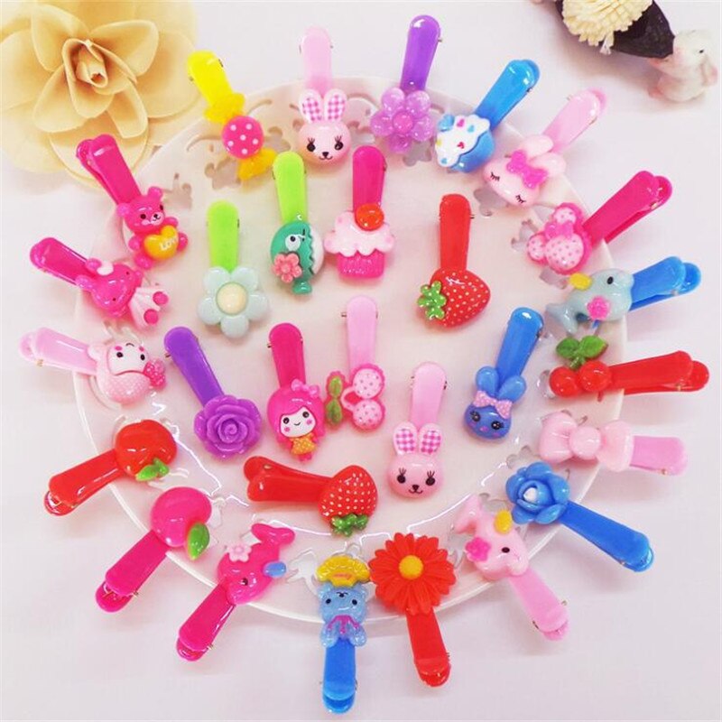 20Pcs Mix Kleur Stijlen Bloem Cartoon Haarspelden Lovely Kids Meisjes 3 Cm Multicolor Haar Clip Haarband Accessoires: Default Title