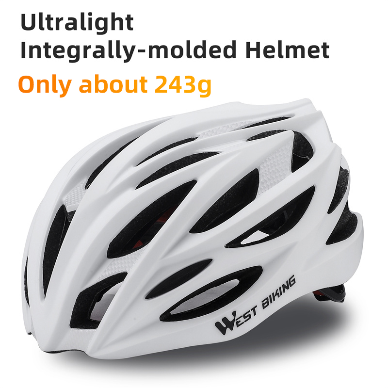WEST BIKING-casco de ciclismo ultraligero moldeado integralmente para hombre y mujer, casco de carreras, gorra de seguridad para bicicleta de montaña y carretera, accesorios: Azul