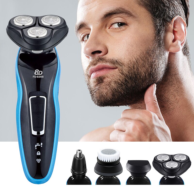 Rechargeable Electric Shaver Wet-Dry Dual Use for Men Beard Trimmer Floating Blade Washable Electric Razor Shaving Machine F35