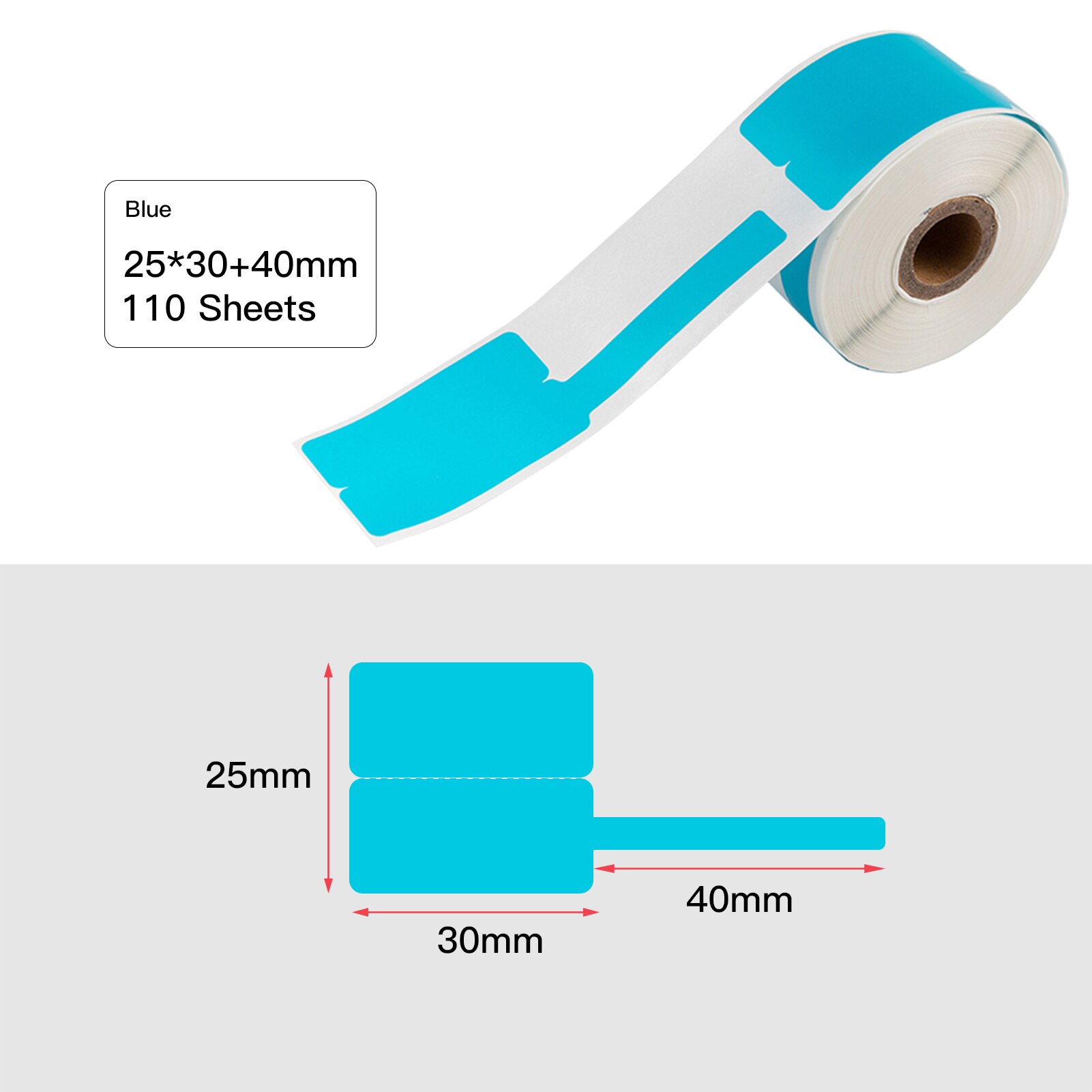 Label Papier Thermisch Papier 25*30Mm + 40Mm 100Sheets/Roll Compatibel Met Phomemo M110 thermische Printers: Blauw