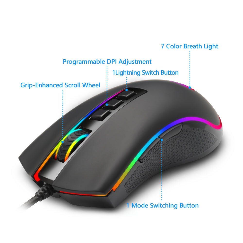 Redragon COBRA FPS M711-FPS USB Gaming Mouse Wired RGB Backlight 32000 DPI 9 Buttons Programmable Optics Mice For Computer Gamer