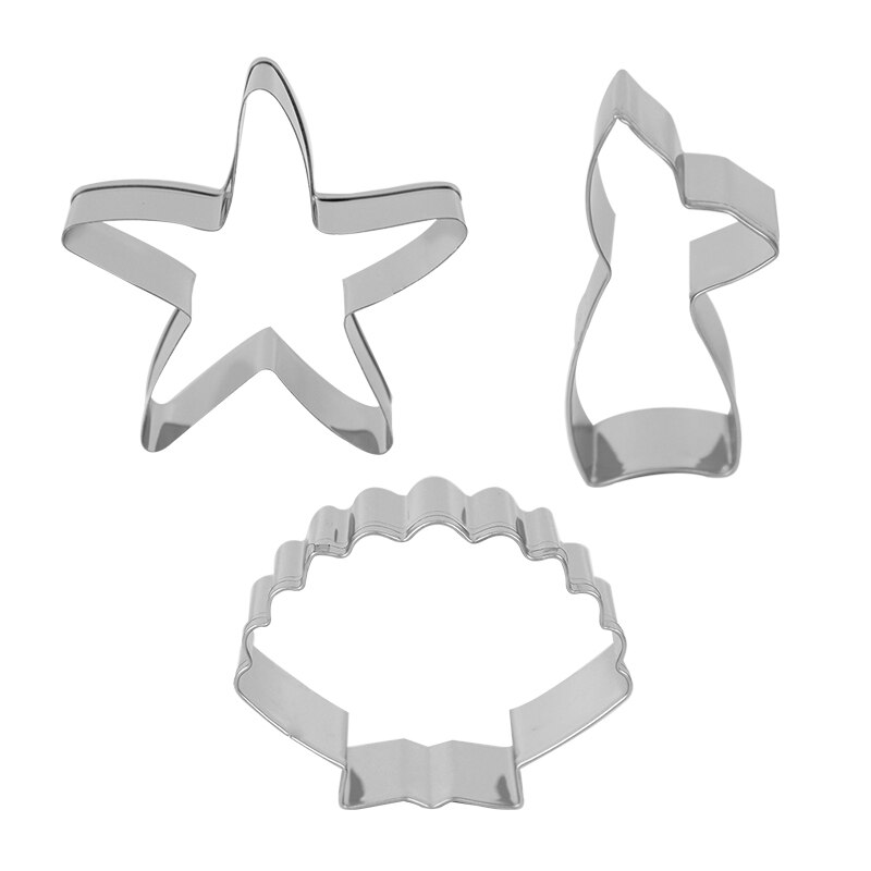 Stainless Steel Cookie Cutter Biscuits Shell Starfish Hippocampus Cookie Stamps Bakeware Biscuit Mold Mermaid Party Baking Tool: 02