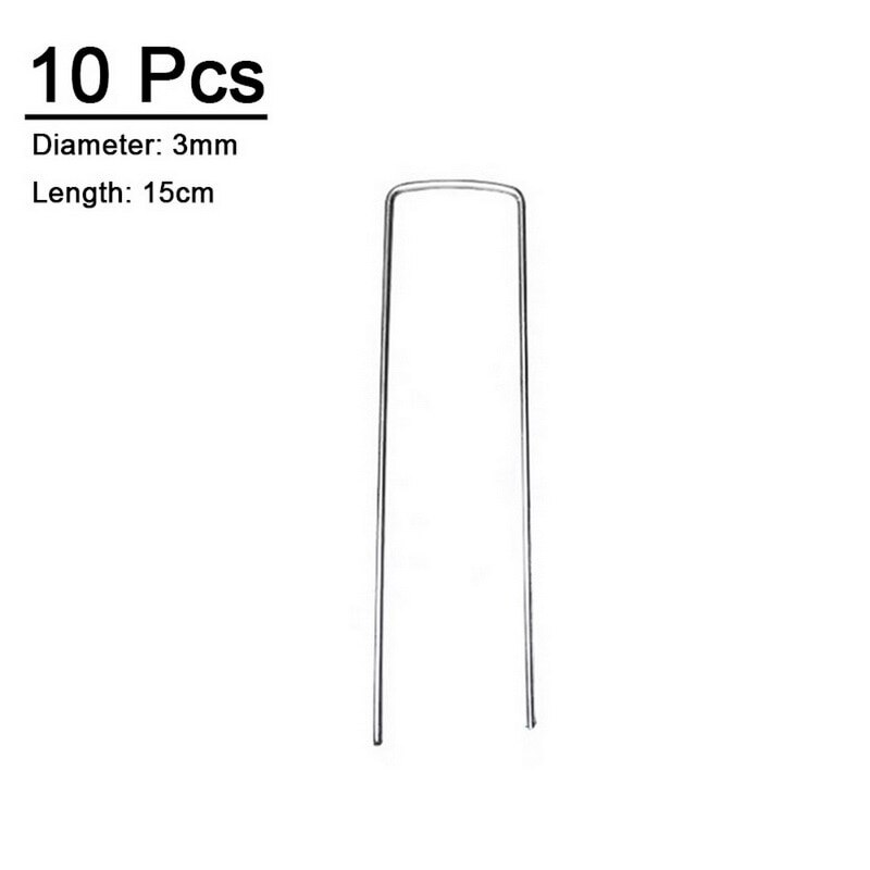 Hage knagg metall sølv u form hage bakken film faste knagger hagearbeid festeverktøy film knagg: 3mm x 15 cm10 stk