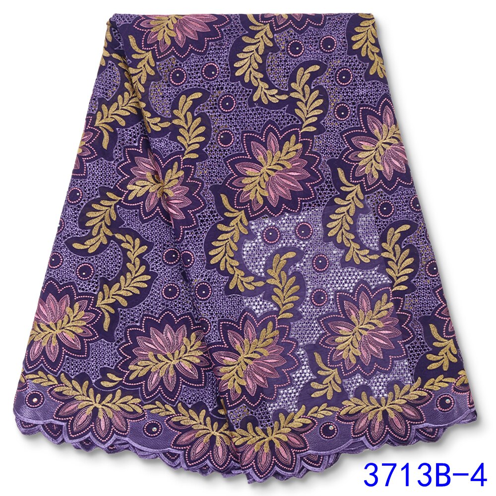 African Cotton Lace Fabric Lace Swiss Voile Lace Nigerian Dry Lace Fabrics With Stones Sewing YA3713B-1: Picture 4