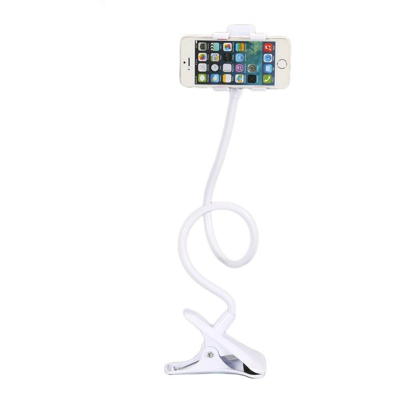 Universele Mobiele Telefoon Houder Flexibele 360 ° Lange Luie Arm Mobiele Telefoon Houder Klem Bed Desktop Auto Mount Bracket Mount stand: white
