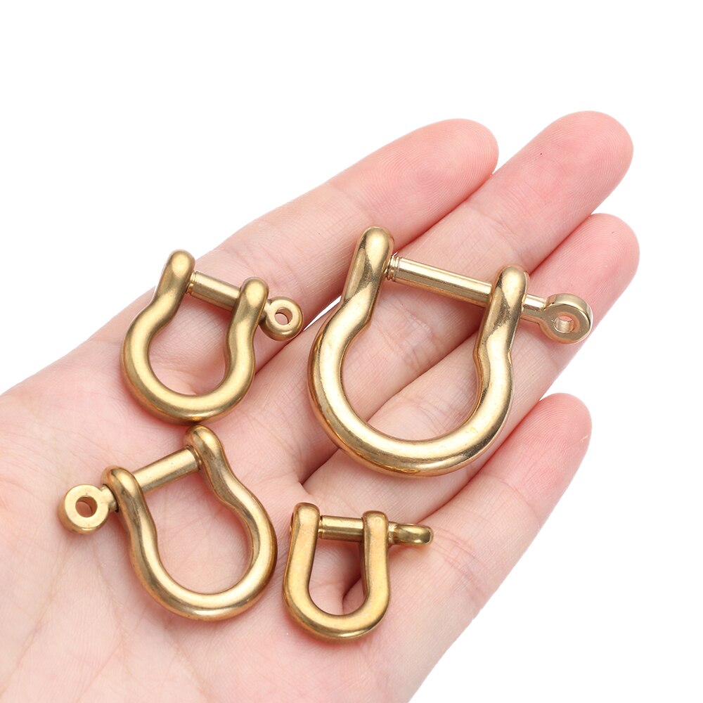 Stainless Steel Staples Carabiner Solid Brass Metal D Bow Shackle Fob Key Ring Keychain Hook Screw Joint Connector Buckle
