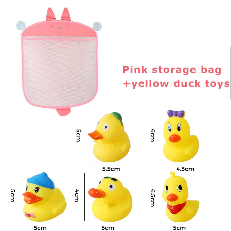 Baby Bathroom Bath Toys Organizer Storage Bag Basket Net Bathing Pool Interactive Toy Water Shower Set For Kids Children: Pink x Duck