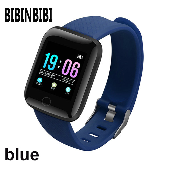 montres numériques hommes ou femmes montre intelligente pression artérielle étanche moniteur de fréquence cardiaque Fitness Tracker Sport fitness montre: Bleu